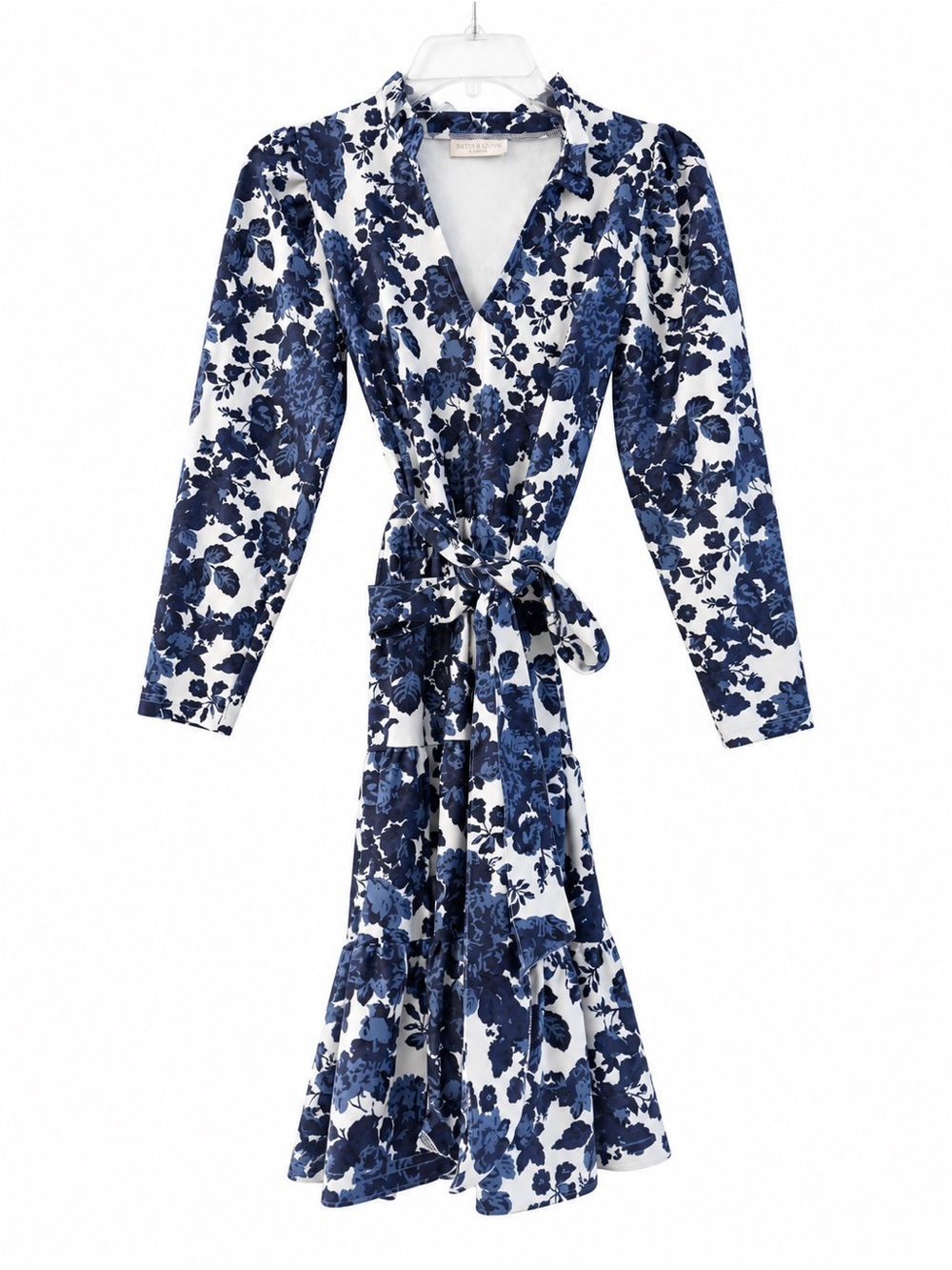Smith & Quinn Floral Belted Midi Dress XS Blue White